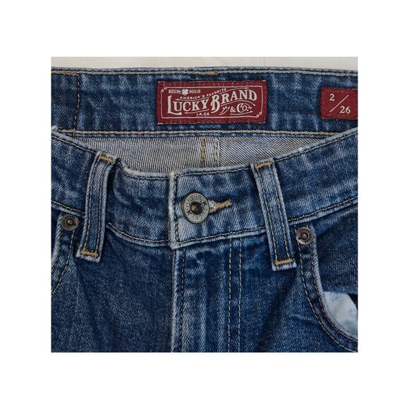 Lucky Brand Lucky Pins Jeans Women’s Blue Denim Straight Leg distressed - Picture 4 of 6